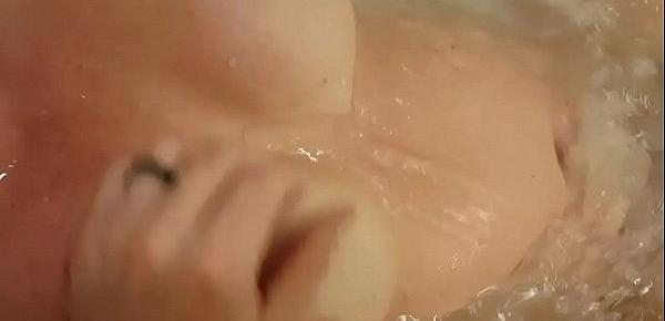  Wife orgasms from jacuzzi jet and nipple play